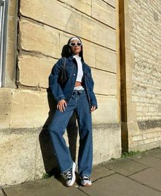 40s Mode, Outfit Converse, Outfits With Converse, Outfit Jeans, Cropped Denim Jacket, Mode Inspiration