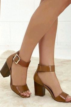 Hak Tinggi, Women Wedges, High Heels Classy, Ankle Strap Chunky Heels, Heels Classy, Cute Heels, Girly Shoes, Prom Shoes, Fashion Heels