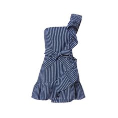 24 of the Best Dresses for Spring Single Shoulder Dress, Off One Shoulder Dress, Blue One Shoulder Dress, Blue Stripe Dress, Blue Colour Dress, Alexis Dress, One Sleeve Dress, Blue Denim Dress