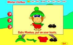 a computer screen with an image of a monkey on it's face and the caption baby monkey, put on your boots