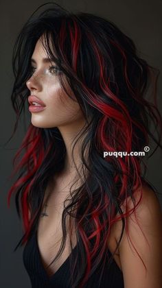 #HairLengths #HairLaid #HairLayers #HairLengthChart #HairLogo #HairLayersMedium #HairMask #HairMaskForDamagedHair #HairMakeup #HairMaskForSmoothAndSilkyHair #HairMaskForGrowth #HairMaskDiy #HairMen #HairNamesIdeasBusiness #HairNatural #HairNet #HairNecklineGuide Red Highlight On Black Hair, Red Hair Black Peekaboo, Long Hair Red Highlights, Black And Red Hair Ombre, Split Red Hair, Black Hair Dye Ideas Coloring, Black And Red Hair Aesthetic, Black Hair And Red Highlights, Red And Brown Hair Ideas