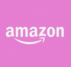 an amazon logo on a pink background with white letters that spell out the word,