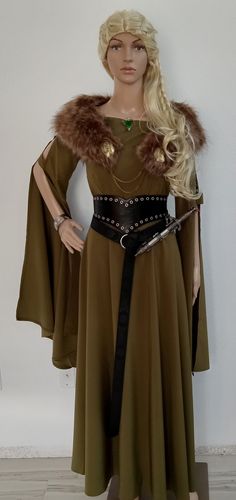 Renaissance Fairy Dress With Long Flowy Sleeves Viking Celtic - Etsy Celtic Dress Irish, Celtic Outfit Women, Celtic Outfit, Long Flowy Sleeves, Celtic Dress, Beautiful Long Dresses, Viking Woman, Olive Green Dresses, Palm Coast