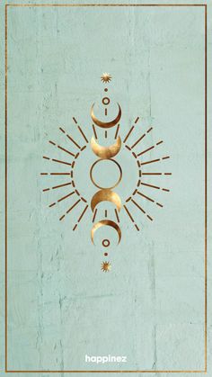 the sun and moon symbol in gold on a blue background