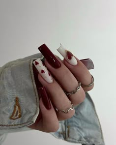 Aesthetic Y2k Nails, Cherry Wine Nails, Carcase Iphone, Paznokcie Hello Kitty, Wine Nails, Fall Gel Nails, Cherry Wine, Aesthetic Y2k, Gel Nail Designs