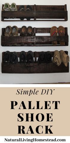 the simple diy pallet shoe rack is easy to make