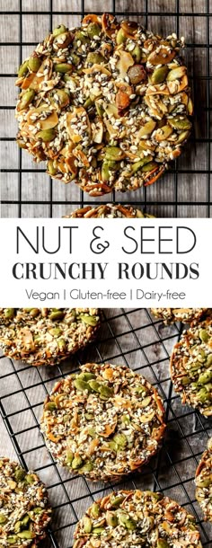 nut and seed crunchy rounds on a cooling rack