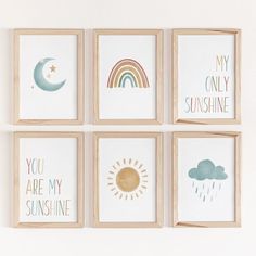 four framed art prints with different sayings on them