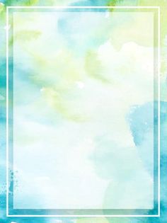 a blue and green watercolor background with a white square frame on the bottom right corner