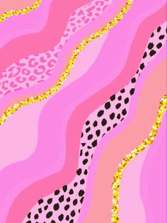 a pink and black cheetah pattern with gold glitter