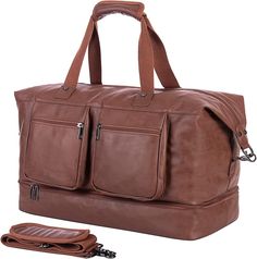 FR Fashion Co. 20" Men's Versatile Leather Duffel Bag Mens Carry On Bag, Travel Bags For Men, Leather Overnight Bag, Mens Gym Bag, Soft Leather Backpack, Canvas Duffle Bag, Overnight Travel Bag