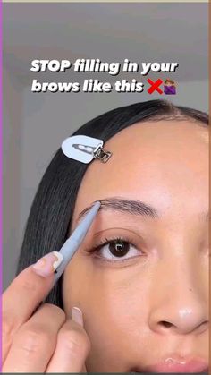 Eyebrow hack 🙌🏽 Doing this creates a more naturally filled brow look versus a more blocky and unnatural brow Save this and follow for more makeup hacks 🤍 Good Eyebrows, Contouring Techniques, Eyebrow Trends, Sparse Eyebrows, Brow Products, Sparse Brows, Pop Art Makeup, Eyebrow Hacks, Bold Lip Color