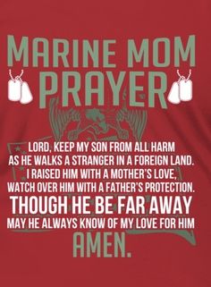 a red t - shirt with the words marine mom prayer