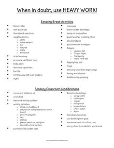 Sensory Input, Sensory Motor, Sensory Diet, Sensory Tools, Sensory Integration, Heavy Work, Sensory Processing Disorder, School Psychology