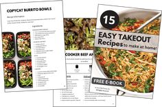 the recipe book is open and ready to be used as a printable meal guide