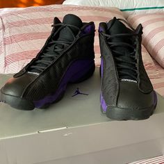 Great Condition. Additional Pictures Available If Needed. Purple Sporty Jordan Shoes With Rubber Sole, Casual Purple Jordan Shoes With Round Toe, Purple Sneakers With Contrast Sole And Round Toe, Sporty Purple Jordan Shoes With Rubber Sole, Purple Jordan Sporty Shoes With Round Toe, Purple Sporty Jordan Shoes With Round Toe, Casual Purple Jordan Shoes, Purple Leather Sneakers With Cushioned Footbed, Purple Jordan Shoes With Round Toe For Streetwear