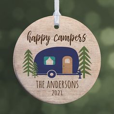 a wooden ornament that says happy campers the andersons