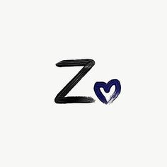 the letter z is made up of blue paint and has a heart in it's center