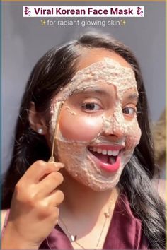 Korean face mask #face mask Face Mask For Clear Glowing Skin, Summer Face Pack, Korean Face Mask Homemade, Homemade Face Masks For Glowing Skin, Face Mask For Dull Skin, Bridal Skin Care Routine, Home Face Mask, Reduce Face Fat, Bridal Skin Care