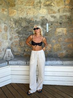 Linen Pants | Djerf Avenue | Djerf Avenue Cream Linen Pants, Everyday Tank Tops, Linen Beach Pants, Linen Pants Outfit, Pants Cream, Ab Fab, Djerf Avenue, Vacation Mood, White Linen Pants