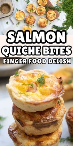 A spread of salmon quiche bites, served as a delicious and creative option for easy finger food ideas.