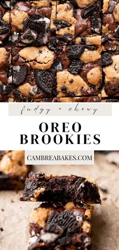 oreo brookies stacked on top of each other. Oreo Brookies Recipe, Best Brookies Recipe, Brookies Recipe Cookie Brownies, Brownie Types, Brookies Recipes, Oreo Brookies, Stuffed Brookies, Cookies And Cream Brownies, Cambrea Bakes