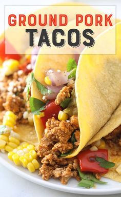 Ground Pork Tacos, Ground Pork Recipes, Low Carb Pork, Pork Recipes For Dinner, Taco Pasta, Taco Pizza, Taco Dip, Pork Tacos, Pork Sausage