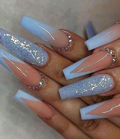 @prettymarieartist Blue Acrylic Nails, Cute Acrylic Nail Designs, Summer Acrylic Nails, Pink Acrylic Nails