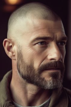 Men with triangle face shapes will find that a buzz cut with a disconnected beard offers a striking contrast. The beard adds depth to the look, and the buzzed top keeps everything balanced. Click here to check out more best buzz cut hairstyles for men right now. Bald Men Style, Buzzed Hair, Widow's Peak