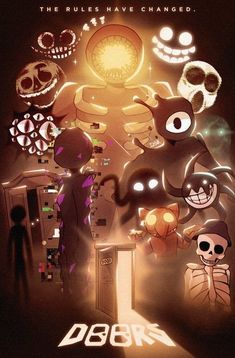 an animated movie poster with the title doror and other characters in front of them