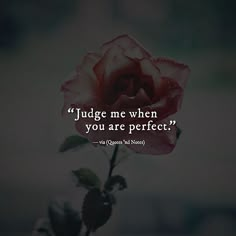 a rose with the quote judge me when you are perfect