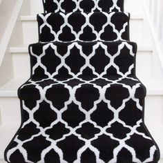 Modern Black Geometric Trellis Stair Carpet Cream Cheap Durable Stair Runner Rug Custom Length Width - Sold and Priced Per Foot 2' 6" x 17' Black Trellis, Patterned Stair Carpet, Carpet Hallway, Hall Runner, Long Hallway, Modern Stairs, Trellis Design, Stair Runner Carpet