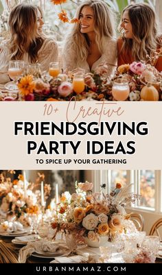 Friendsgiving Party Ideas Fun Friendsgiving Ideas, Friendsgiving Dinner Party Decor, Friendsgiving Activities, Friendsgiving Party Ideas, Friendsgiving Games, Happy Friendsgiving