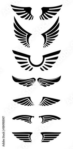 black and white wings clipart set stock photo, images and royalty freehanded