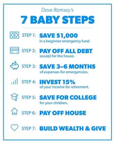 the 7 baby steps poster with instructions for how to start and where to get it