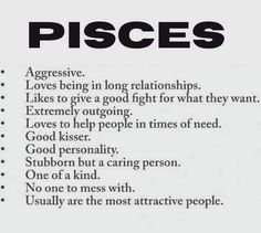 a piece of paper that has some words on it with the words pisces in black and white