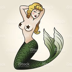 a cartoon mermaid with her arms behind her head