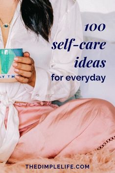 100 Ways to Add Self-Care into your Everyday | Simple self care ideas to help you relax and unwind on even the most hectic days. | The Dimple Life #TheDimpleLife #selfcare #selflove #wellnesstips #bewell 100 Days Of Self Care, 100 Self Care Ideas, Simple Self Care Ideas, Wellness Resources, Relax And Unwind, Wellness Inspiration, Balanced Life