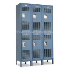 three tiered lockers with one door open