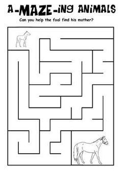 an animal maze is shown with the word, a maze in it