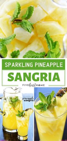 sparkling pineapple sanggra with mint garnishes