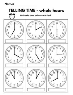 telling time worksheet for kids to learn how to tell the time on clocks