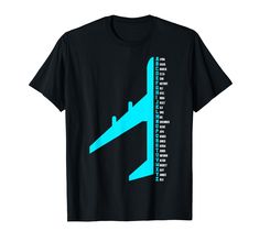 a black t - shirt with a blue airplane on it