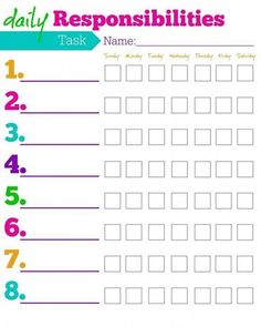 a printable worksheet for daily tasks