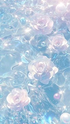 the water is full of bubbles and flowers