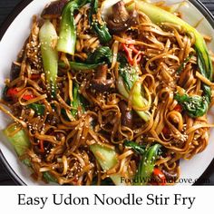 Vegan Udon Noodle Stir Fry Archives - Food Wine and Love Bock Choy Recipes, Udon Noodle Stir Fry, Vegan Udon, Udon Stir Fry, Mediterranean Diet Snacks, Diet Pasta, Fried Udon, Dressing Food