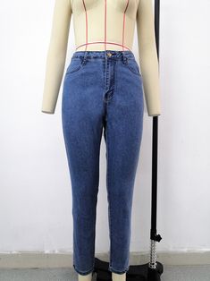 High Waist Slim Fit Denim Pencil Pants High Waist Non-stretch Denim Jeggings, Trendy High Waist Jeggings With Five Pockets, Casual High Waist Denim Jeggings, Trendy High-waist Jeggings With Five Pockets, Casual Denim Blue High Waist Jeggings, Casual Non-stretch High Rise Jeggings, Trendy Non-stretch Tapered Leg Jeans, Casual Stretch Cropped Jeans With Tapered Leg, Trendy Non-stretch Tapered Jeans