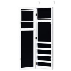 PRICES MAY VARY. 💎【Wall or Door Mounted】- This jewelry cabinet can be mounted on the wall with screws or hung over the door with its included hooks. The hooks are compatible with various doors and do not diminish the functions of the door. It features a full length mirrored door which can be opened to provide you with a large and well laid out space for your jewelry collection. 💎【Amazing Storage Capacity】- 2 lined shelves designed for holding earrings, 16 hooks for necklace and bracelet, 6 row Mirror With Storage, Armoire With Mirror, Armoire Storage, Elegant Doors, Mirror Jewellery Cabinet, College Apartment Decor, Jewelry Mirror, Jewelry Cabinet, Hanging Jewelry