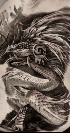 a black and white photo of a dragon on a plate with the words,'chinese art