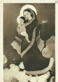 an old photo of a woman holding a baby in her arms with the caption nuestra sebora del rosario